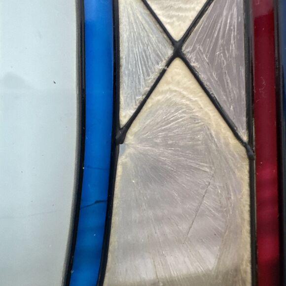 Lavaggi Signed American Angel Sun Catcher Stained Glass Metal Frame Chain Rare - Picture 10 of 11